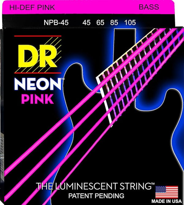 DR Strings Neón Rosadas 45-105 / 4 Cuerdas