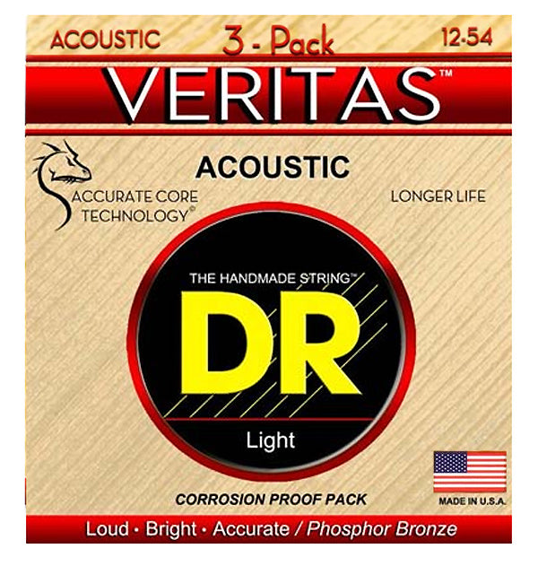 Dr Strings Veritas Electro Acustica 12-54 3 Pack