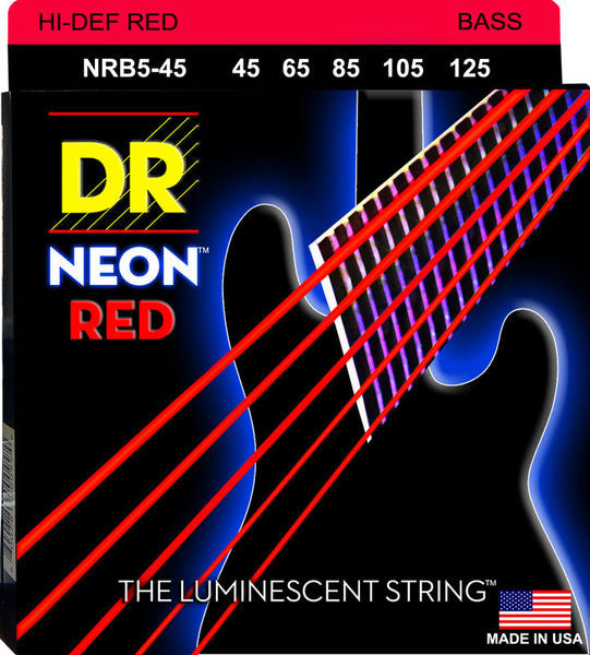Dr Strings Neon Rojas 5 Cuerdas 45-125