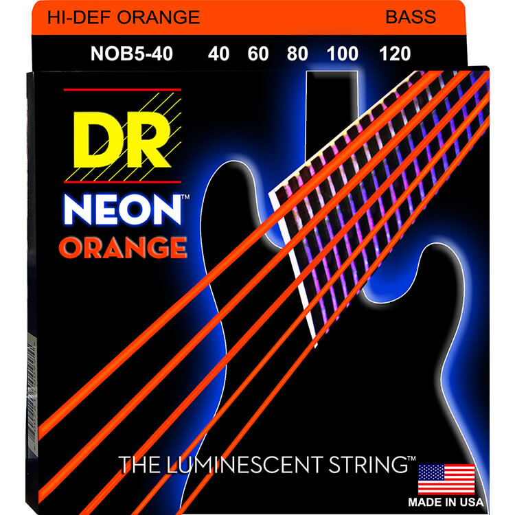 Dr Strings Neon Naranjas 5 Cuerdas 45-125